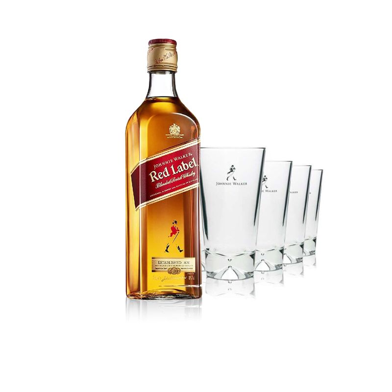 Johnnie Walker Red Label + GLAS - 100cl
